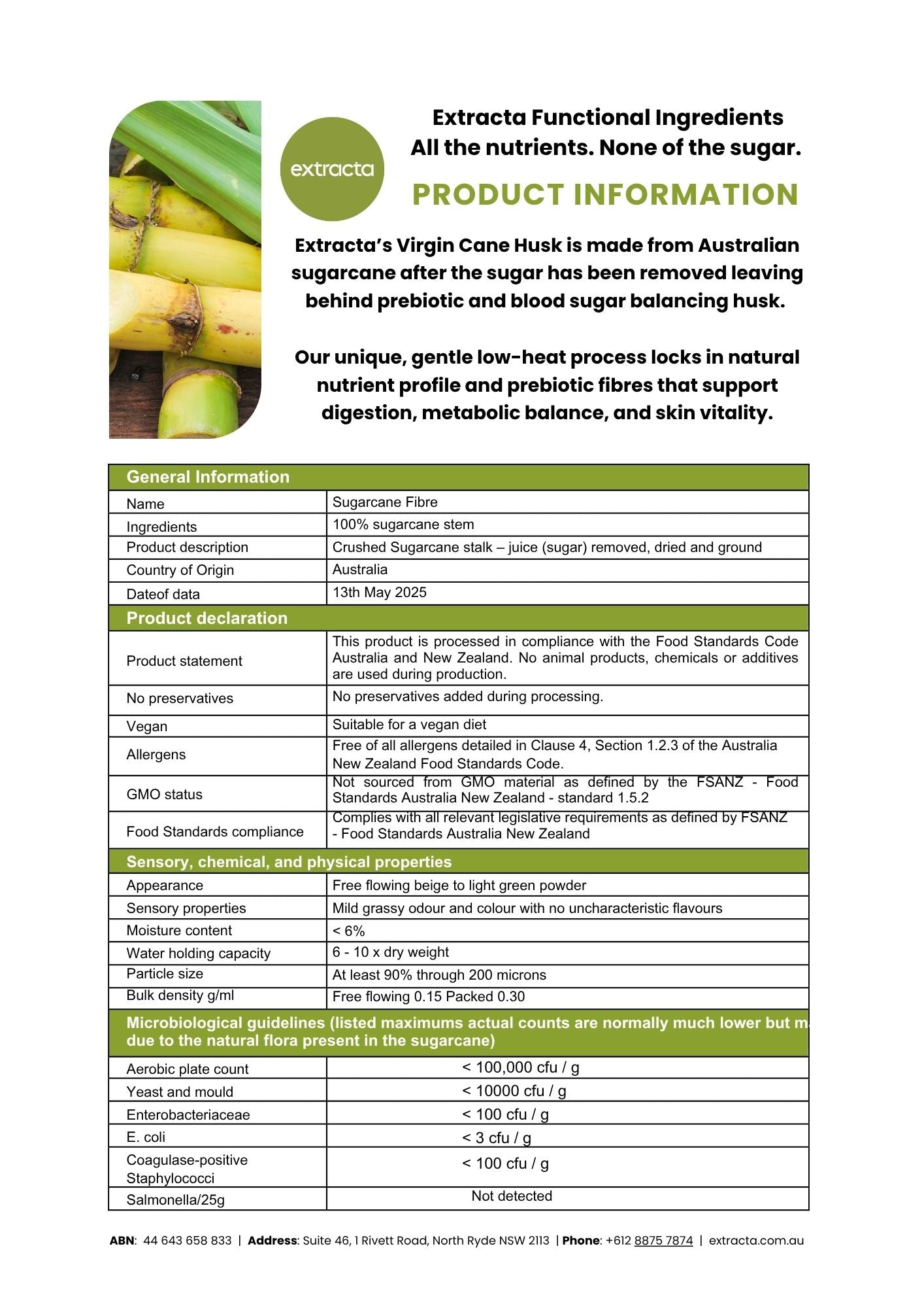 Extracta Sugarcane Fibre (sugar removed)