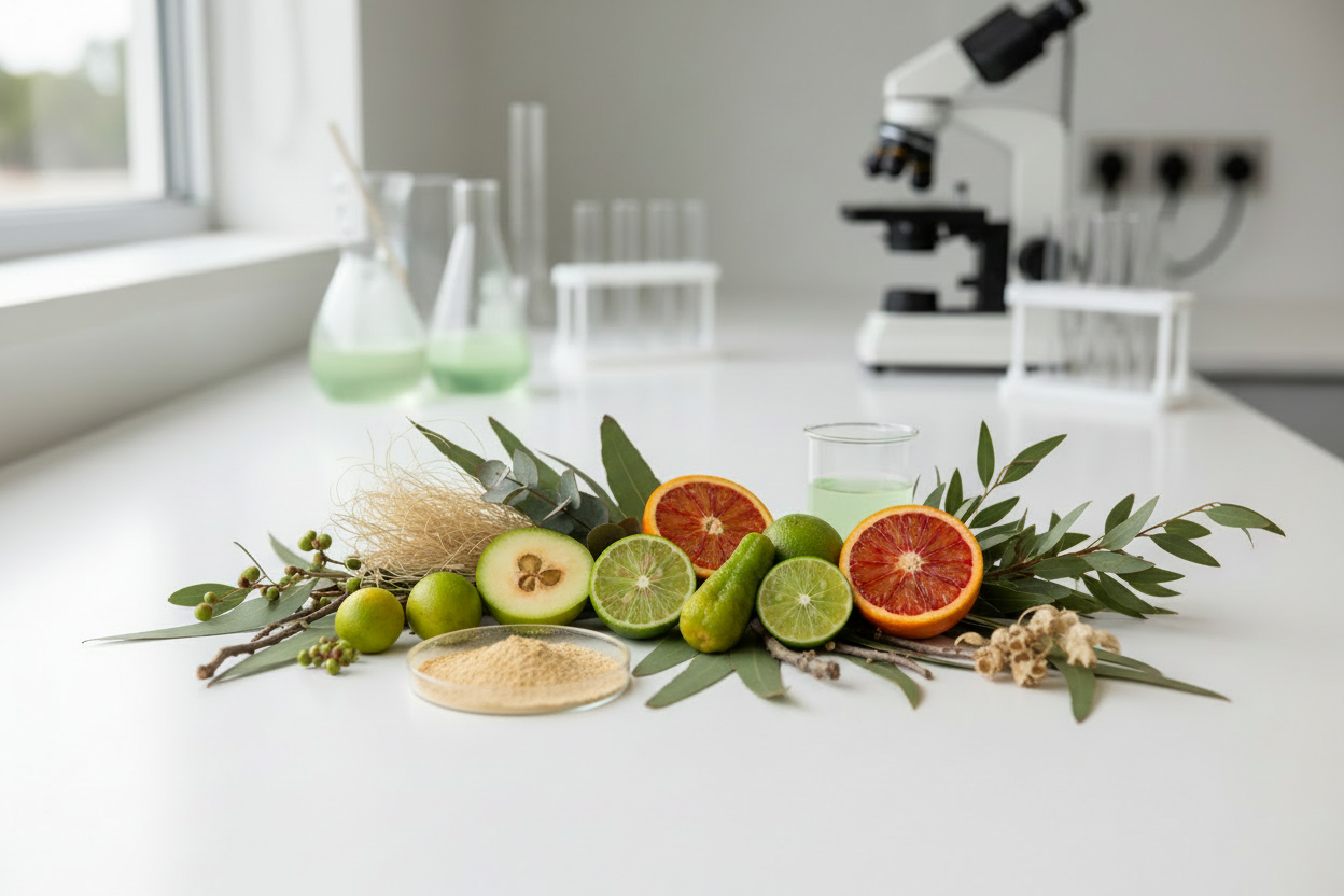 Australian botanicals with beige powder